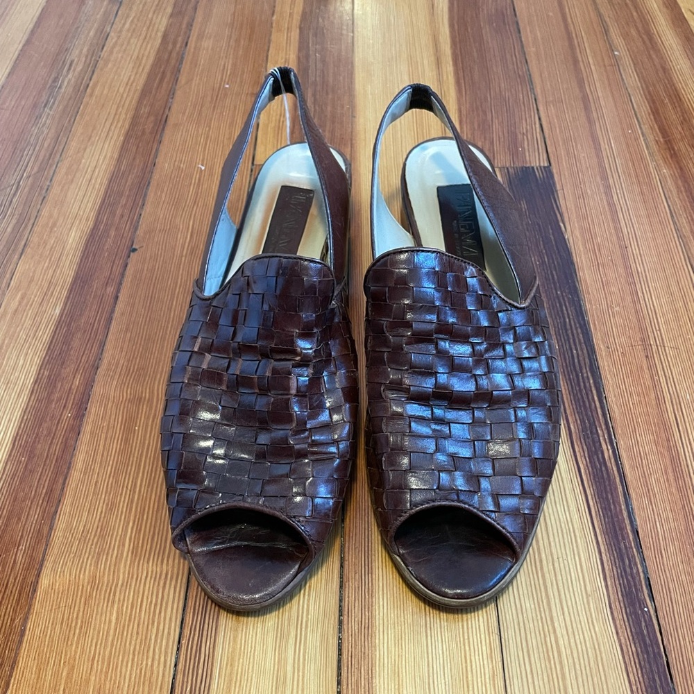 Vintage woven leather sling back sandal 10